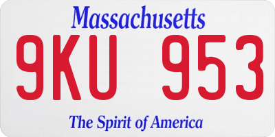 MA license plate 9KU953