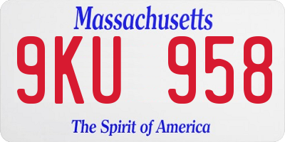 MA license plate 9KU958