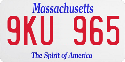 MA license plate 9KU965