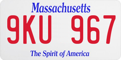 MA license plate 9KU967
