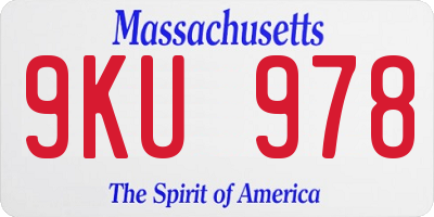 MA license plate 9KU978