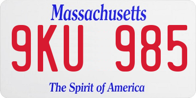 MA license plate 9KU985