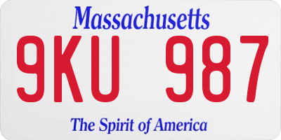 MA license plate 9KU987