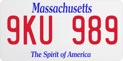 MA license plate 9KU989