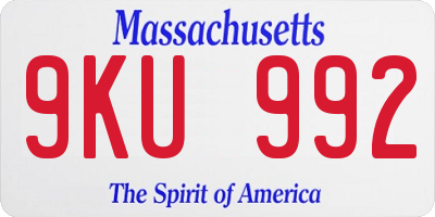 MA license plate 9KU992