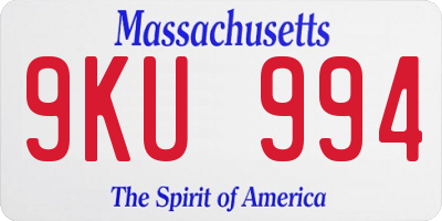 MA license plate 9KU994