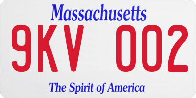 MA license plate 9KV002