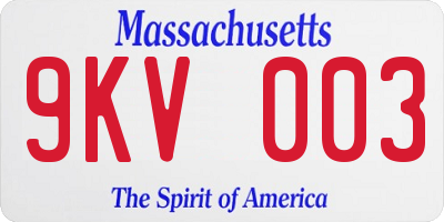 MA license plate 9KV003