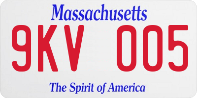 MA license plate 9KV005