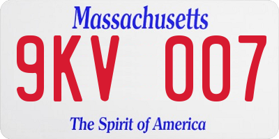 MA license plate 9KV007