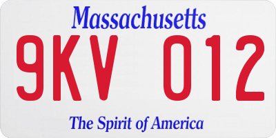 MA license plate 9KV012