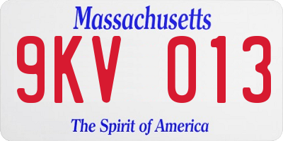 MA license plate 9KV013