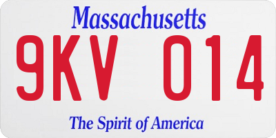 MA license plate 9KV014