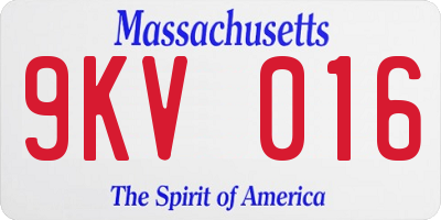 MA license plate 9KV016