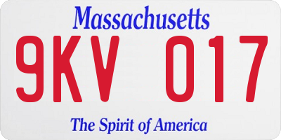 MA license plate 9KV017