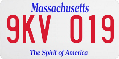 MA license plate 9KV019