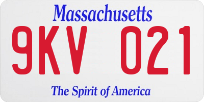 MA license plate 9KV021