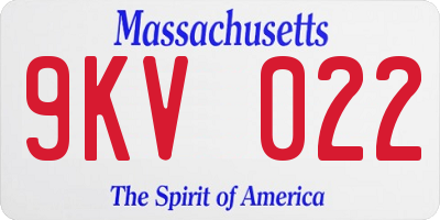 MA license plate 9KV022