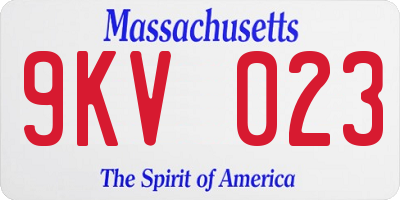 MA license plate 9KV023