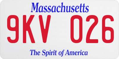 MA license plate 9KV026
