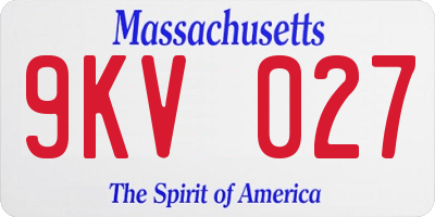 MA license plate 9KV027