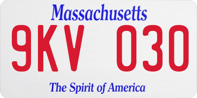 MA license plate 9KV030