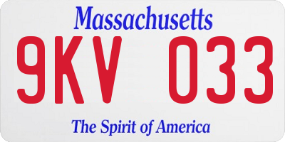 MA license plate 9KV033
