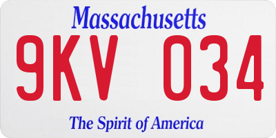 MA license plate 9KV034