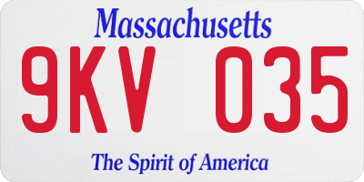 MA license plate 9KV035
