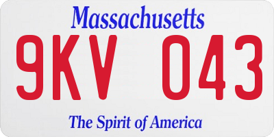 MA license plate 9KV043