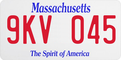 MA license plate 9KV045