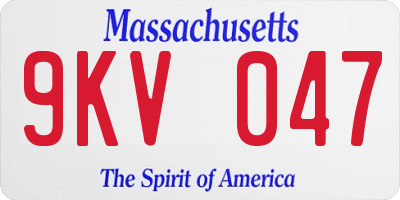 MA license plate 9KV047