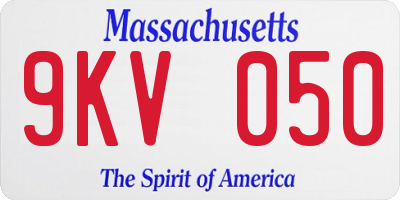 MA license plate 9KV050