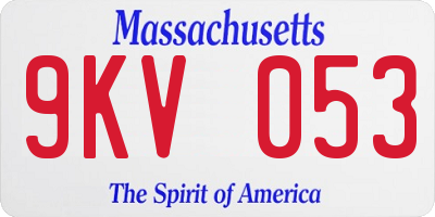 MA license plate 9KV053
