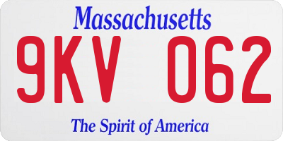 MA license plate 9KV062