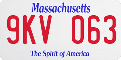 MA license plate 9KV063