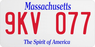 MA license plate 9KV077