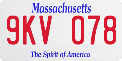 MA license plate 9KV078
