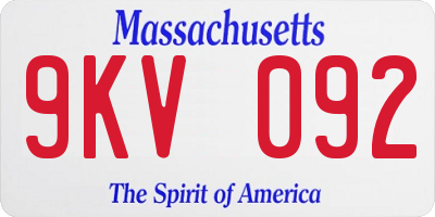 MA license plate 9KV092