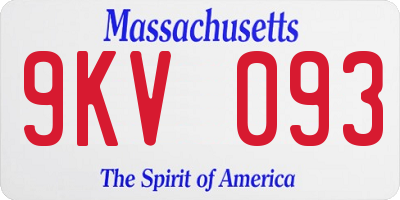 MA license plate 9KV093