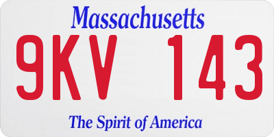 MA license plate 9KV143