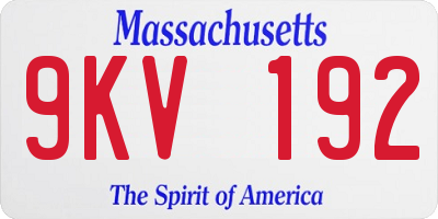 MA license plate 9KV192