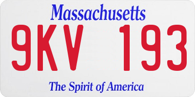 MA license plate 9KV193