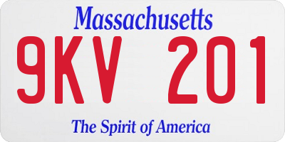 MA license plate 9KV201
