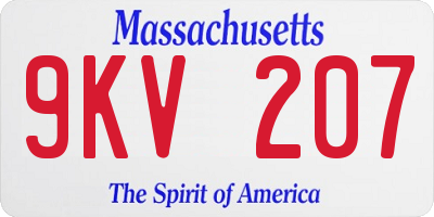 MA license plate 9KV207