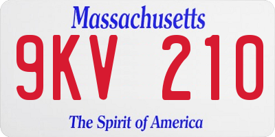 MA license plate 9KV210