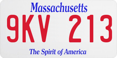 MA license plate 9KV213