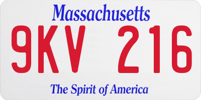 MA license plate 9KV216