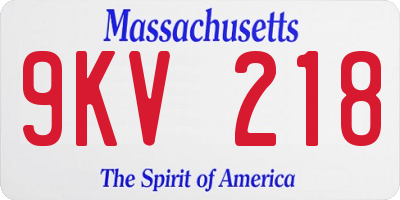 MA license plate 9KV218