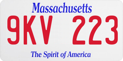 MA license plate 9KV223